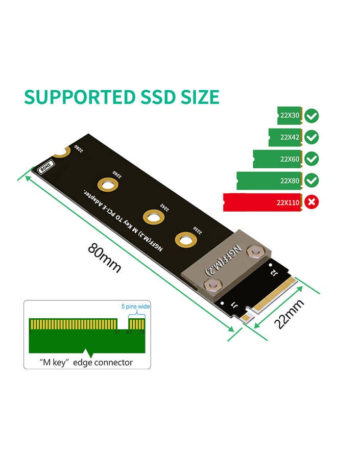 كابل تمديد من M.2 NVMe M-Key إلى PCI-E 3.0 4X أسود - Image 3